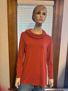 Pure Essence Orange Knit Top with Cowl Neck